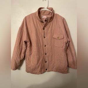 Pink Lily Snap Button Puffer Blush Pink Jacket